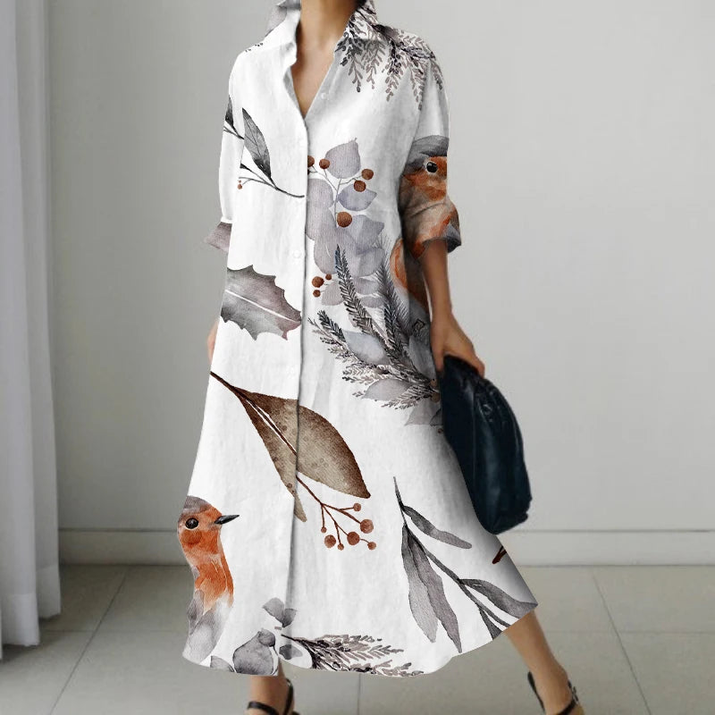 Casual Oversized V-Neck Shirt Dress