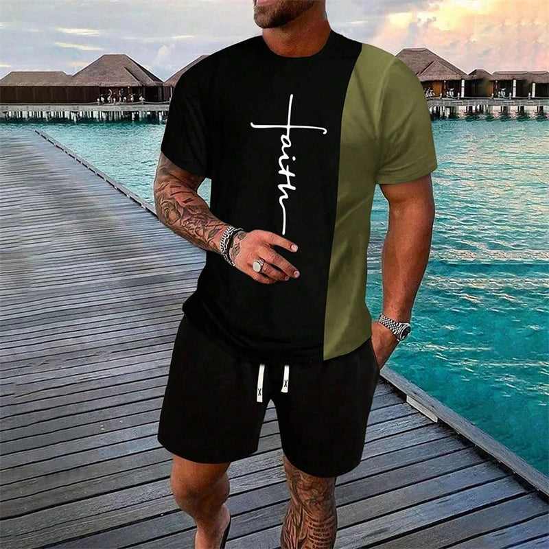 Simple Cross Printed Short-Sleeved T-Shirt