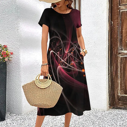 Elegant Streak Print A-Line Dress