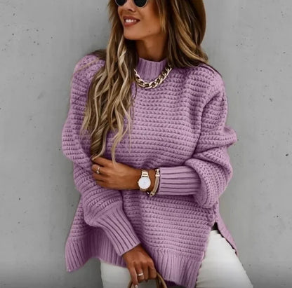 Women's Rib-Knit Mock Neck Pullover Sweater