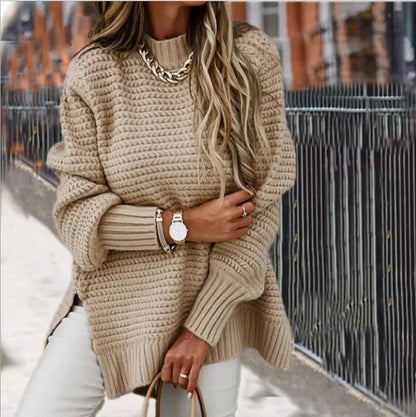 Women's Rib-Knit Mock Neck Pullover Sweater