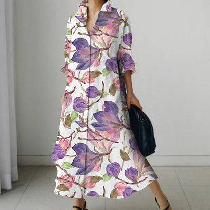 Casual Oversized V-Neck Shirt Dress