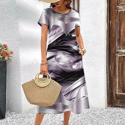 Elegant Streak Print A-Line Dress