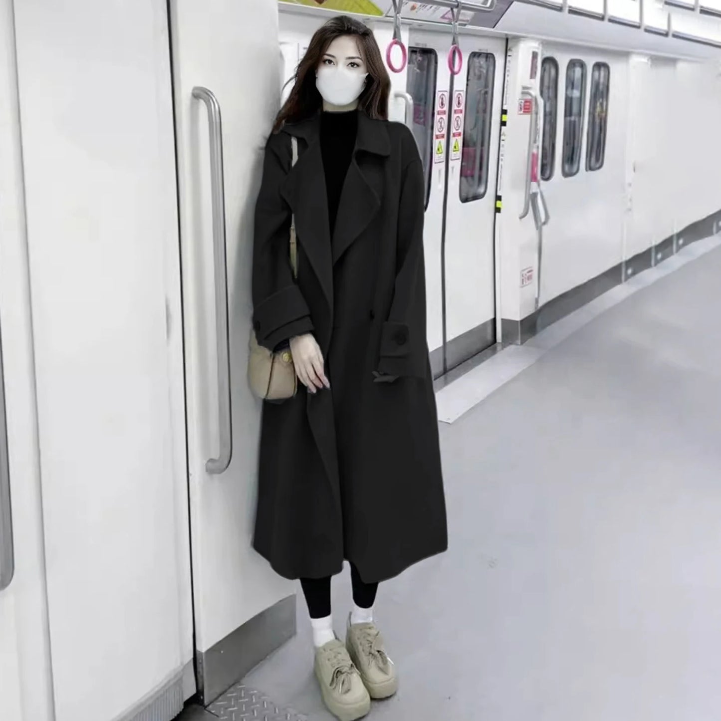 Women’s Color Matching Wool Coat