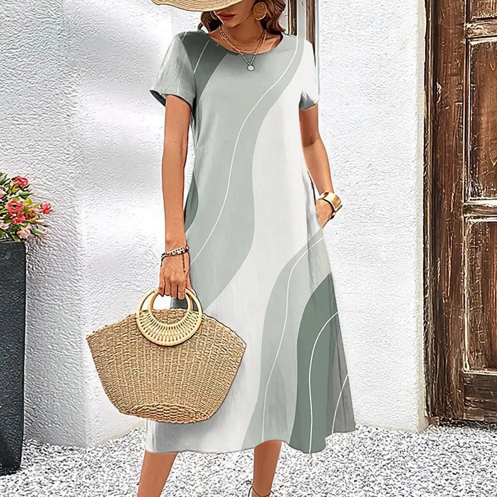 Elegant Streak Print A-Line Dress