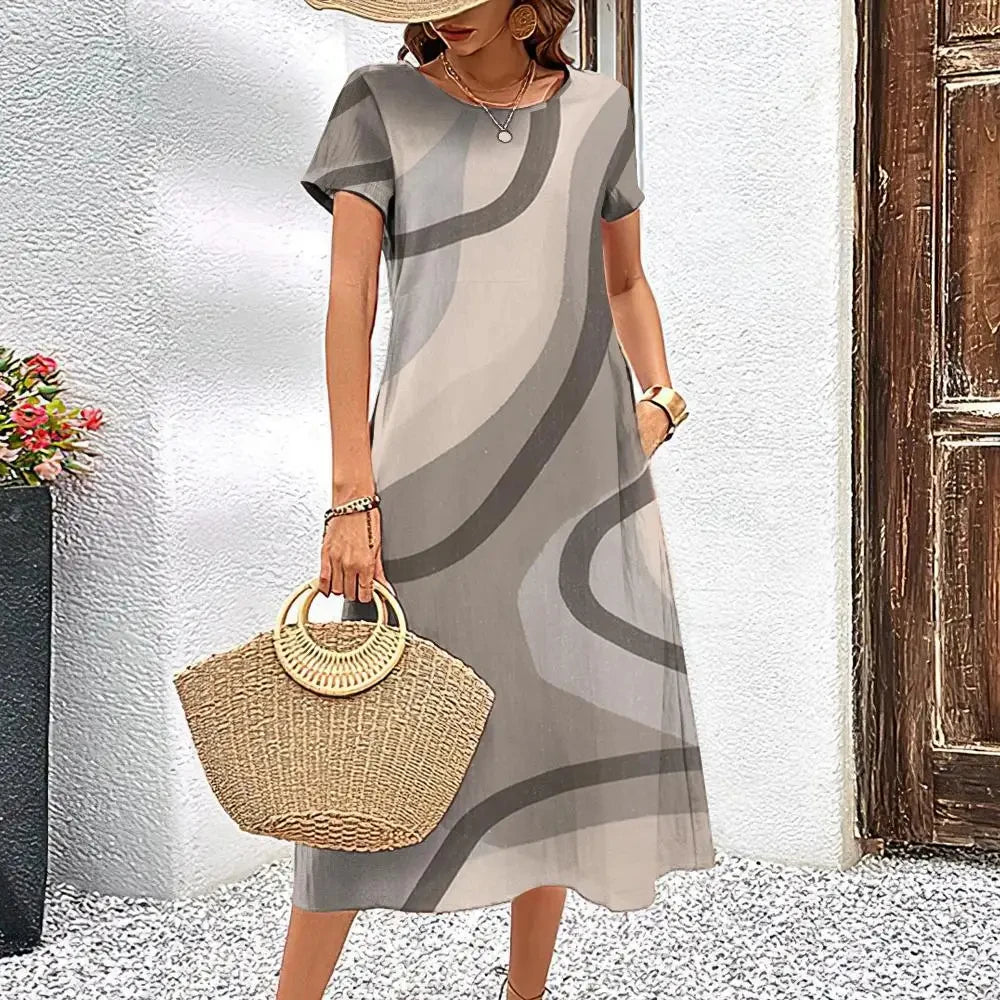 Elegant Streak Print A-Line Dress