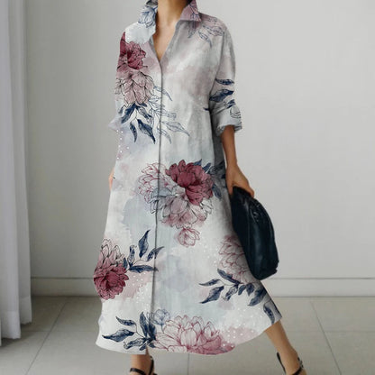 Casual Oversized V-Neck Shirt Dress