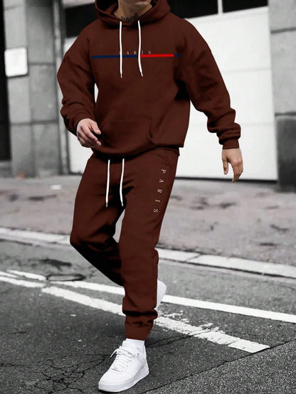 Men Autumn Winter Drawstring Tracksuit