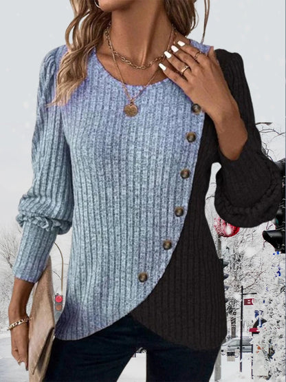 Women's Contrast Color Striped Knit Sweater