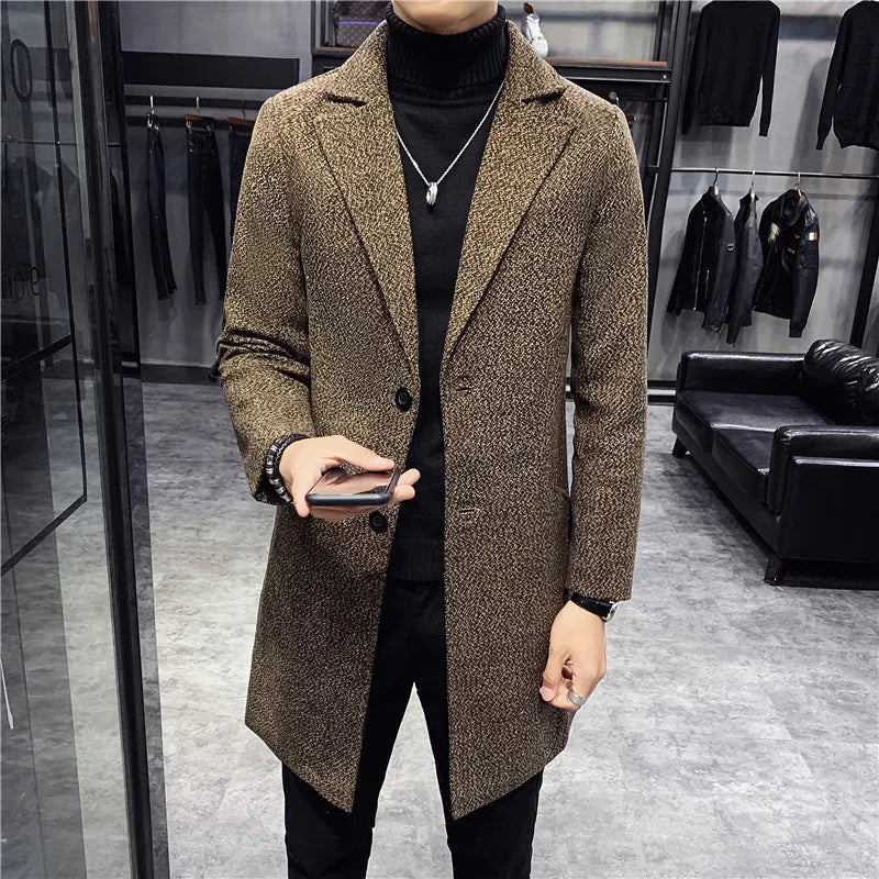 Men’s Fashion Woolen Windbreaker Coat