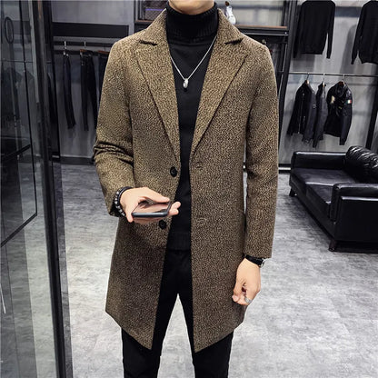 Men’s Fashion Woolen Windbreaker Coat