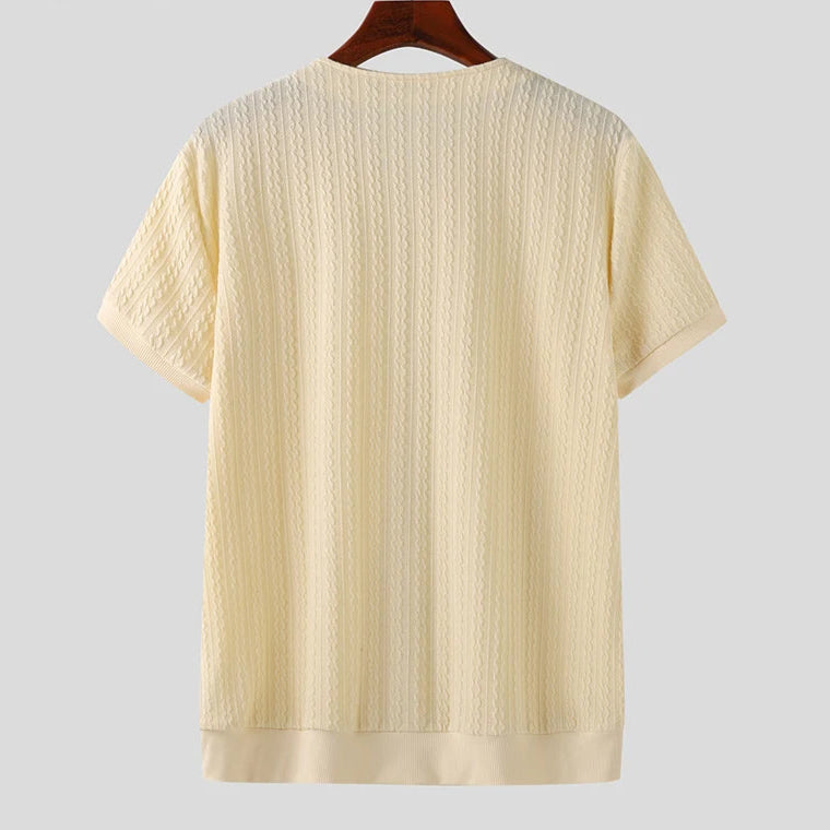 Men’s Solid Color V-Neck Knit Shirt