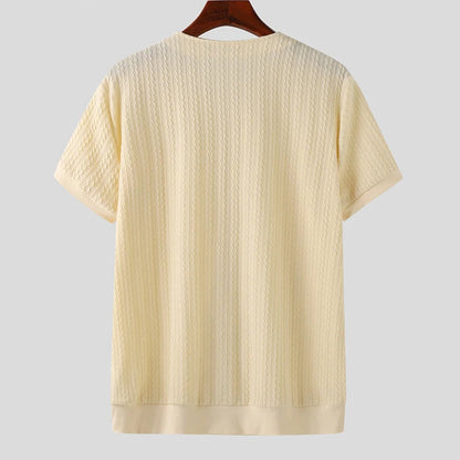 Men’s Solid Color V-Neck Knit Shirt