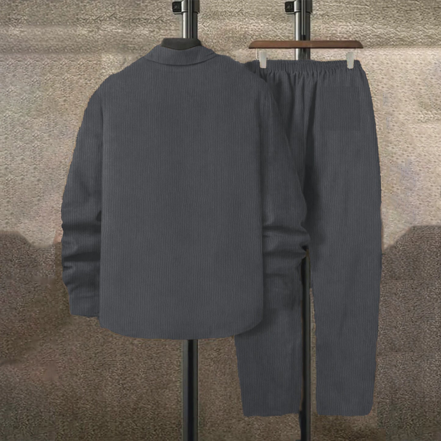 Men’s Solid Color Corduroy 2-piece set