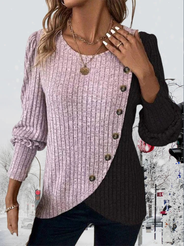 Women's Contrast Color Striped Knit Sweater