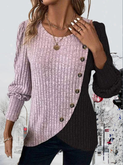 Women's Contrast Color Striped Knit Sweater