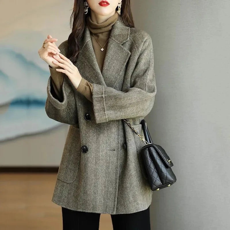 Double-Breasted Woolen Coat