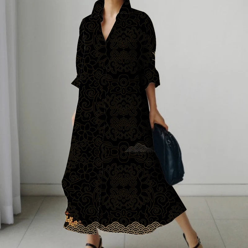 Casual Oversized V-Neck Shirt Dress