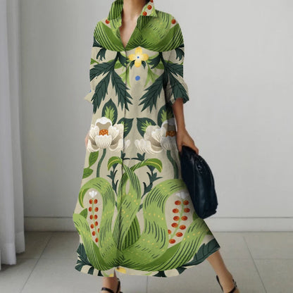 Casual Oversized V-Neck Shirt Dress
