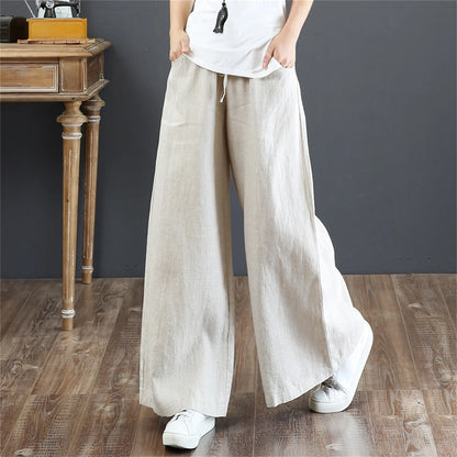 Lady Orange High-Waisted Floor-Length Trousers