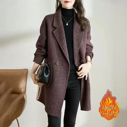 Thickened Mid-Length Woolen Coat