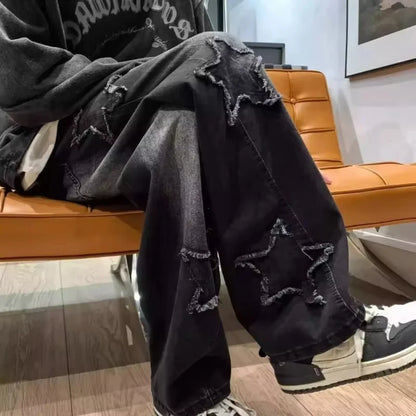 Men’s Y2K Star Embroidered Brown Jeans