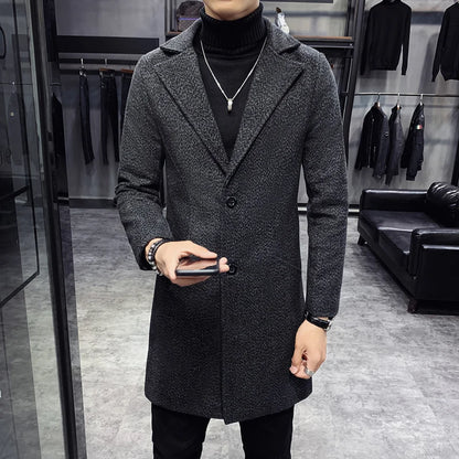 Men’s Fashion Woolen Windbreaker Coat