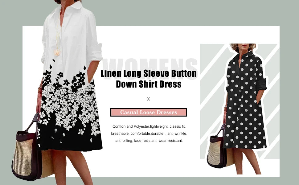 Casual Oversized V-Neck Shirt Dress