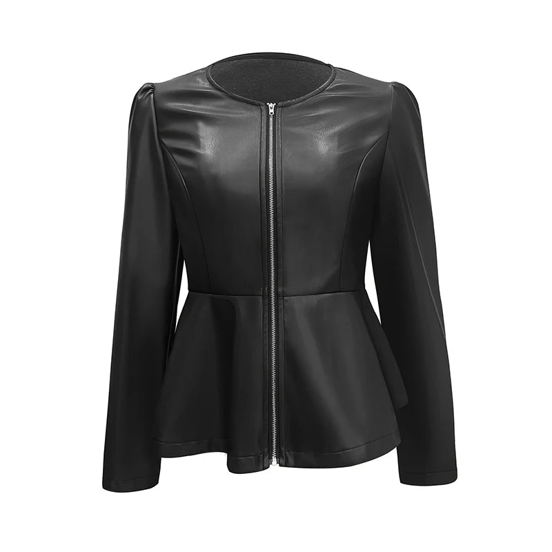 Vintage PU Leather Bomber Jacket