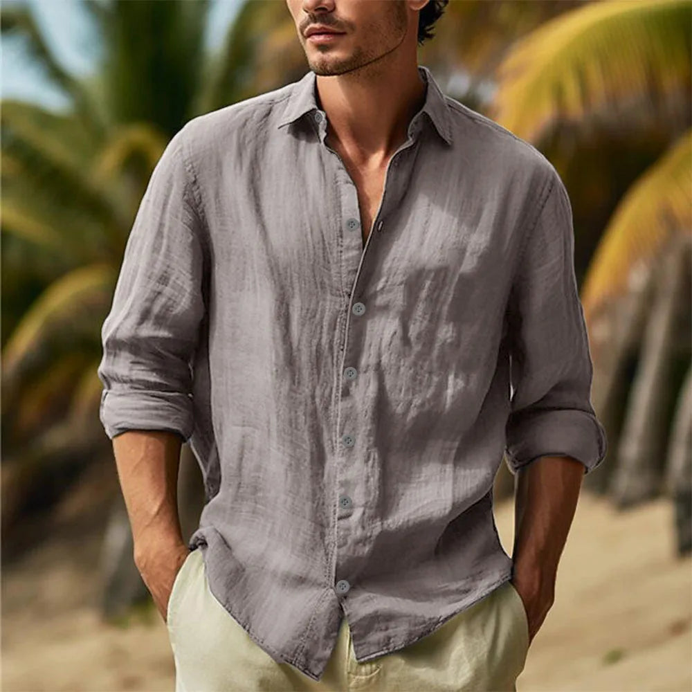 Men's Cotton Linen Hawaiian Shirt