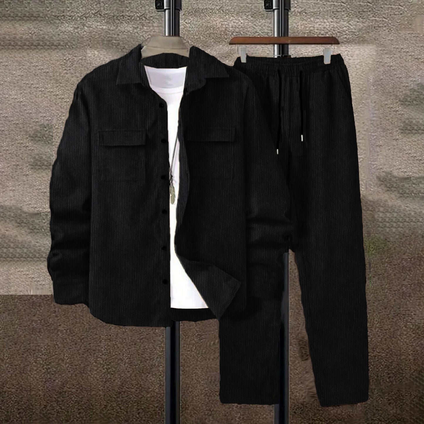 Men’s Solid Color Corduroy 2-piece set