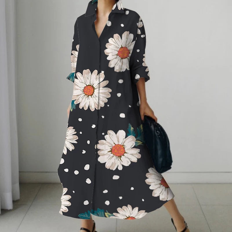 Casual Oversized V-Neck Shirt Dress