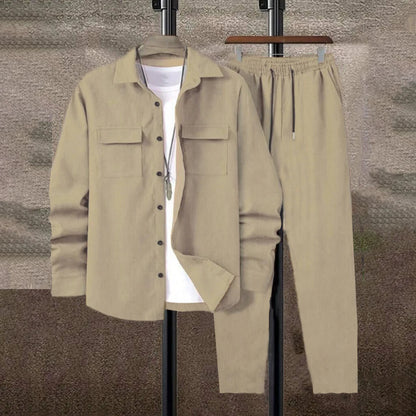 Men’s Solid Color Corduroy 2-piece set