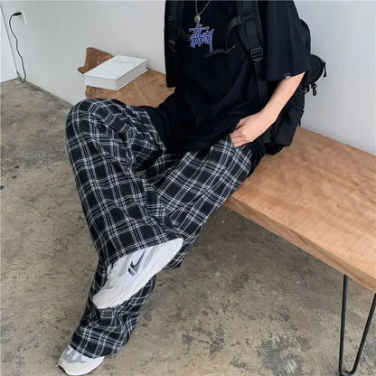 Unisex Plaid Straight-Leg Pants