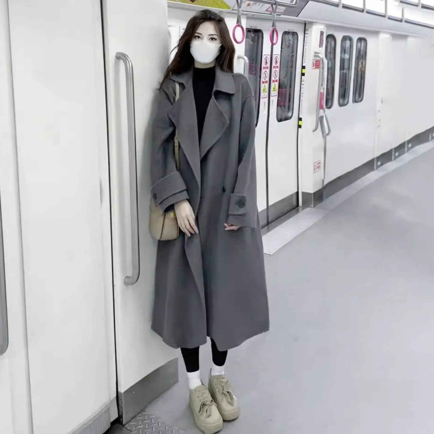 Women’s Color Matching Wool Coat